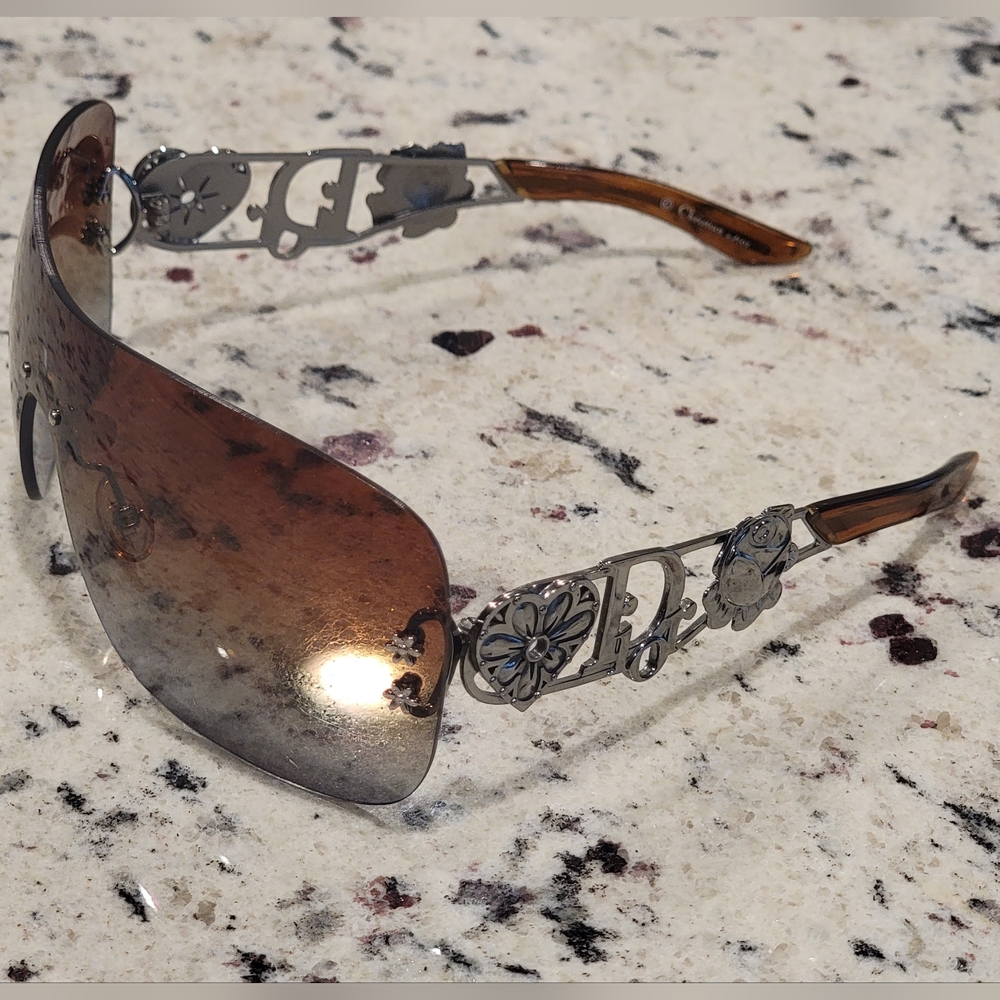 Dior Spuns Sunglasses Shield Wraparound w/ Mirror Shield in brown